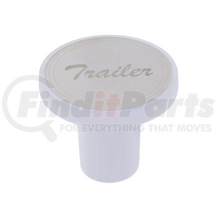 United Pacific 22959 "Trailer" Aluminum Screw- On Air Valve Knob w/ Stainless Plaque - Pearl White