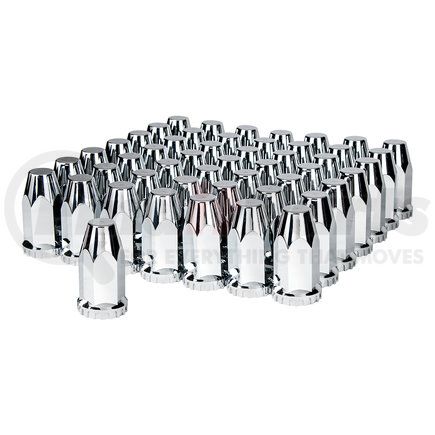 United Pacific 10572CB 33mm X 4" Chrome Plastic Extra Tall Nut Cover w/ Flange - Thread-On (60 Pack)