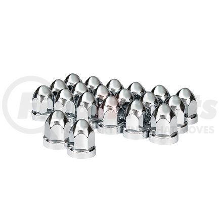 United Pacific 10049 33mm X 2 3/4" Chrome Plastic Bullet Nut Cover w/ Flange - Push-On (20 Pack)