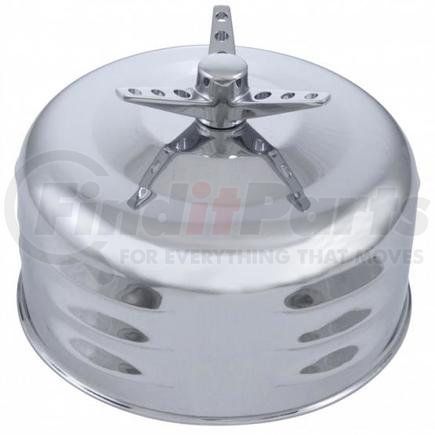 United Pacific A6295 2-5/16" Single Barrel Chrome Short Neck Mushroom Louvered Air Cleaner with 3-Wing Screw