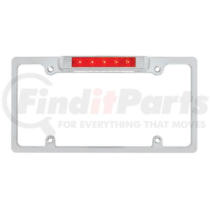 United Pacific 50148 Chrome License Plate Frame With 3rd Brake Light - Red LED/Red Lens