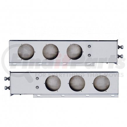 United Pacific 22301 2.5" Bolt Pattern Stainless Spring Loaded Light Bar w/ Six 4" Light Cutouts