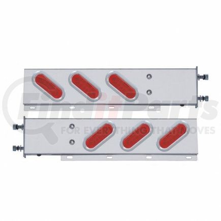 United Pacific 62302 3.75" Bolt Pattern SS Spring Loaded Bar w/ 6 Oval 12 LED Lights & Bezel - Red LED & Lens