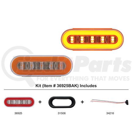 United Pacific 36925BAK 22 LED 6" Oval "GLO" Halo Turn Signal Light Kit - Amber LED/Amber Lens