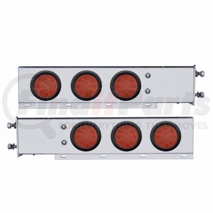 United Pacific 63543 3.75" Bolt Pattern Chrome Spring Loaded Bar w/ 6X 12 LED 4" Reflector Lights - Red LED & Lens