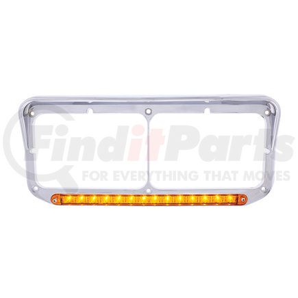 United Pacific 32351 14 LED Rectangular Dual Headlight Bezel w/ Visor - Amber LED/Amber Lens