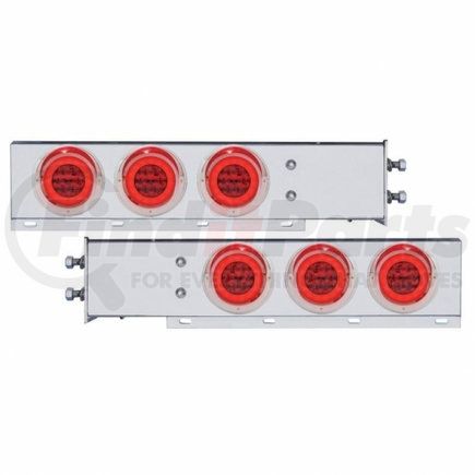 United Pacific 63780 2.5" Bolt Pattern Chrome Spring Loaded Rear Bar w/ 6X 21 Red LED 4" "GLO" Lights & Visors- Red Lens