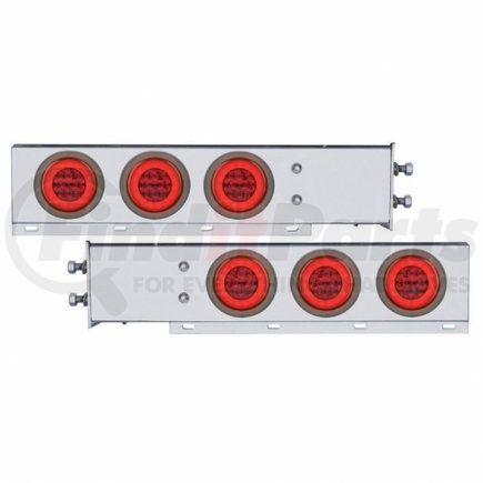 United Pacific 63782 2.5" Bolt Pattern Chrome Spring Loaded Rear Bar w/ 6X 21 Red LED 4" "GLO" Lights & Grommet- Red Lens