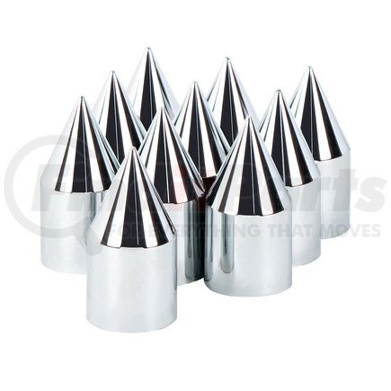 United Pacific 10768 1 1/8" x 2 13/16" Chrome Plastic Spike Nut Cover - Push-On (10 Pack)