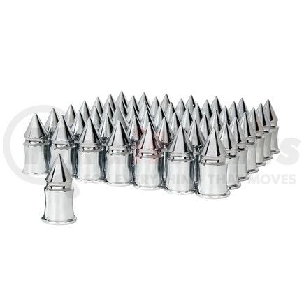 United Pacific 10553CB 33mm x 4 3/8" Chrome Plastic V- Spike Nut Cover - Thread-On (60 Pack)
