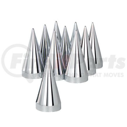 United Pacific 10780 33mm x 4.25" Chrome Plastic X Spike Nut Cover - Thread-On (10 Pack)