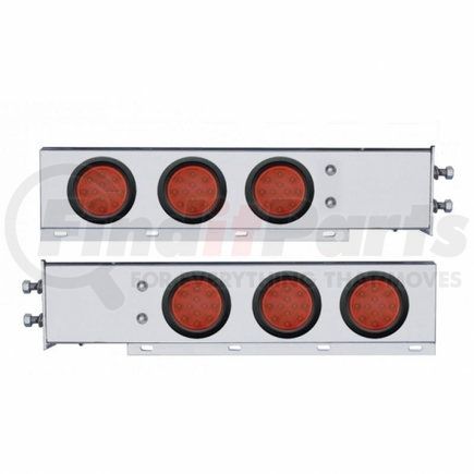 United Pacific 63643 2.5" Bolt Pattern Chrome Spring Loaded Bar w/ 6X 12 LED 4" Reflector Lights - Red LED & Lens