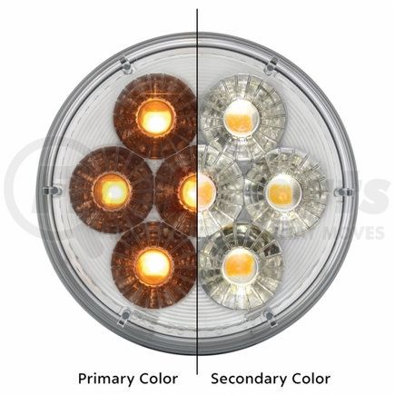 United Pacific 36532 14 LED 4" Double Fury Dual Color Turn Signal Light - Amber & White LED/Clear Lens