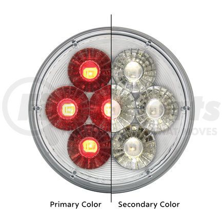 United Pacific 36530 14 LED 4"Double Fury Dual Color Stop, Turn & Tail Light - Red & White LED/Clear Lens