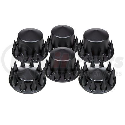 United Pacific 10355 Matte Black Pointed Axle Cover Combo Kit with 33mm Spike Nut Covers and Nut Covers Tool