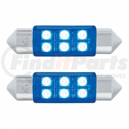 United Pacific 36592 6 SMD High Power Micro SMD LED 6418/6461 36mm Light Bulb - Blue (2 Pack)