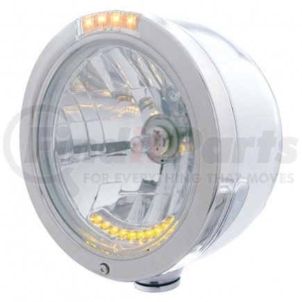 United Pacific 32096 Stainless Steel Bullet Half Moon Headlight H4 with 10 Amber LED and LED Turn Signal