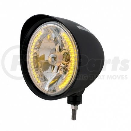 United Pacific 32681 Black "Billet" Style Groove Headlight w/ Visor H4 Bulb w/ 34 Amber LED