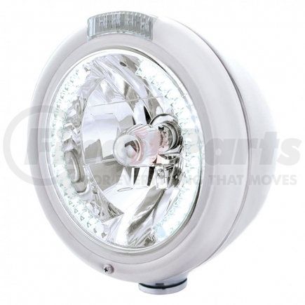 United Pacific 32483 Chrome Classic Headlight H4 w/ 34 White LED & Dual Mode LED Signal - Clear Lens