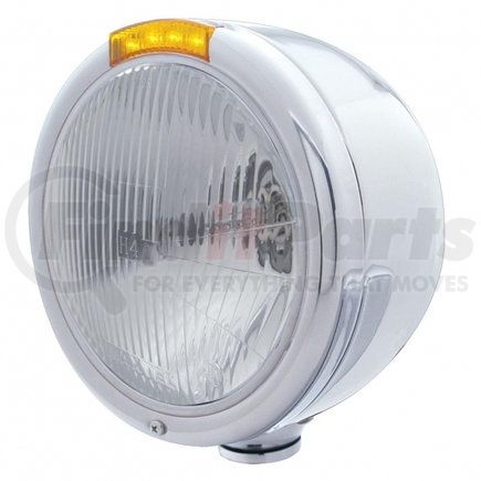 United Pacific 31725 Stainless Steel Classic Half Moon Headlight H4 Bulb and LED Turn Signal