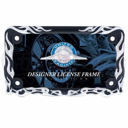 United Pacific 50129 Chrome/Black Flame Motorcycle License Plate Frame