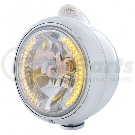 United Pacific 32429 Chrome Guide 682-C Headlight H4 w/ 34 Amber LED & LED Signal - Clear Lens