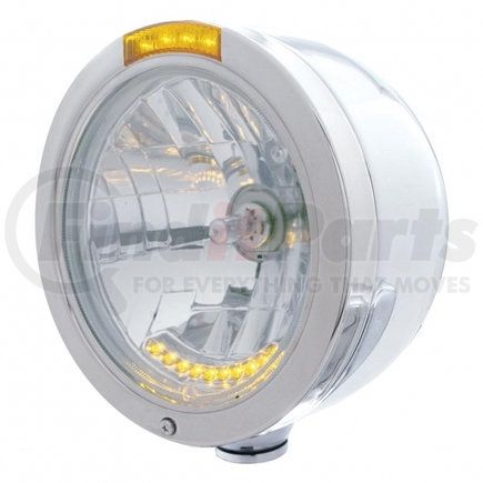 United Pacific 32095 Stainless Steel Bullet Half Moon Headlight H4 with 10 Amber LED and Dual Mode LED Signal-Amber Lens