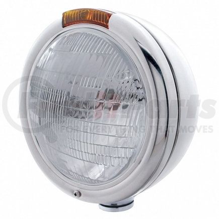 United Pacific 30408 Chrome Classic Headlight H6024 Bulb & Turn Signal - Amber Lens