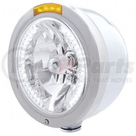 United Pacific 32450 Stainless Steel Bullet Half Moon Headlight H4 with White LED and Signal