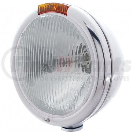 United Pacific 30392 Stainless Steel Classic Headlight H4 Bulb & Turn Signal - Amber Lens