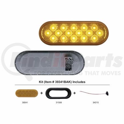 United Pacific 39341BAK 16 LED Oval Reflector Turn Signal Light Kit - Amber LED/Amber Lens