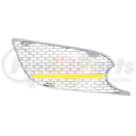 United Pacific 41786 Chrome Air Intake Grille with GLO LED Light for 2013+ Peterbilt 579 (Passenger) - Amber LED/Clear Lens