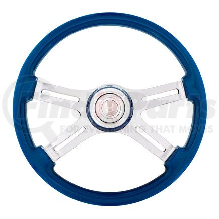 United Pacific 88313 18" 4 Spoke Steering Wheel With Color Matching Horn Bezel - Electric Blue