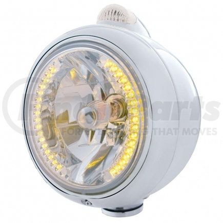 United Pacific 32425 Stainless Steel Guide 682-C Headlight H4 w/ 34 Amber LED & LED Signal - Clear Lens