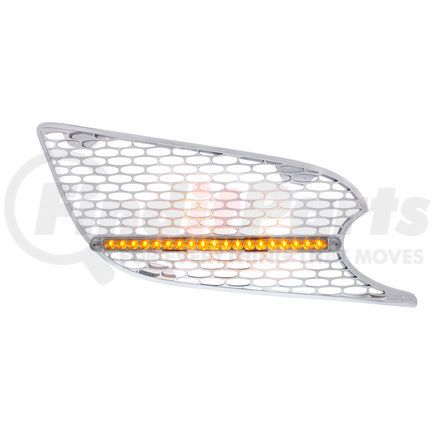 United Pacific 41784 Chrome Air Intake Grille w/ Reflector LED Light For 2013+ Peterbilt 579 (Passenger) - Amber LED/Clear Lens