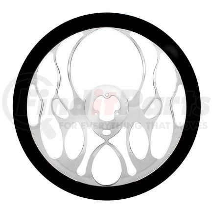 United Pacific 88151 18" Chrome Aluminum "Blaze" Style Steering Wheel with Black Leather Rim