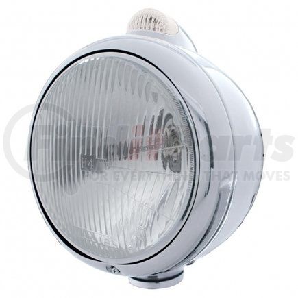 United Pacific 31530 Stainless Steel Guide 682-C Style Headlight H4 & LED Turn Signal - Clear Lens