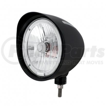 United Pacific 32684 Black "Billet" Style Groove Headlight w/ Visor 9007 Bulb w/ White LED Halo Rim