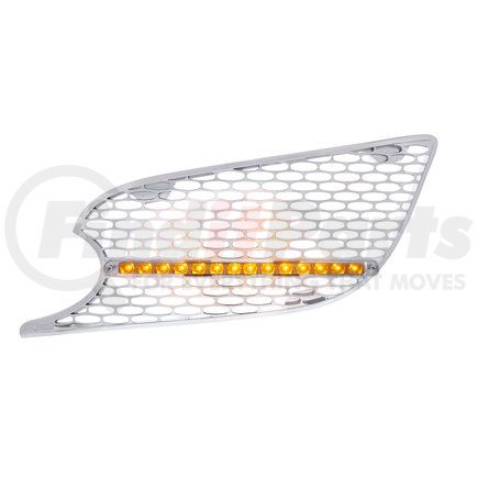 United Pacific 41776 Chrome Air Intake Grille with LED Light for 2013+ Peterbilt 579 (Driver) - Amber LED/Clear Lens