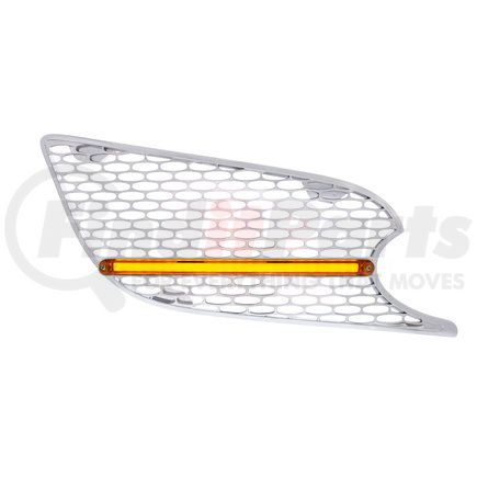 United Pacific 41785 Chrome Air Intake Grille with GLO LED Light for 2013+ Peterbilt 579 (Passenger) - Amber LED/Amber Lens