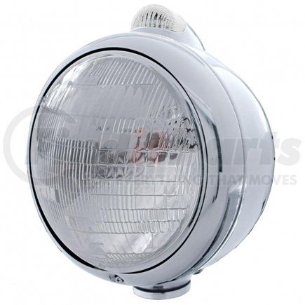 United Pacific 31538 Chrome Guide 682-C Style Headlight 6014 & LED Turn Signal - Clear Lens