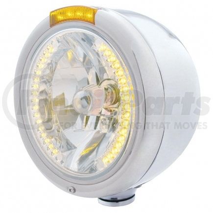 United Pacific 32454 Stainless Steel Classic Half Moon Headlight H4 with Amber LED and Signal