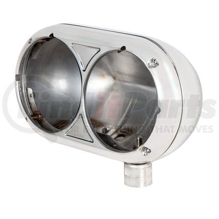 United Pacific 32179 Headlight Housing - Dual, Stainless, for Peterbilt 359 