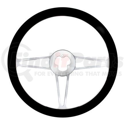 United Pacific 88172 18" Chrome Aluminum "3-Spoke" Style Steering Wheel with Black Leather Rim