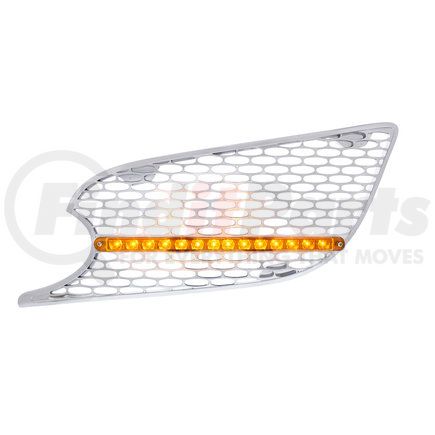 United Pacific 41775 Chrome Air Intake Grille with LED Light for 2013+ Peterbilt 579 (Driver) - Amber LED/Amber Lens