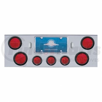 United Pacific 31596 Chrome Rear Center Panel w/ Four 4" Lights & Three 2.5" Beehive Lights & Grommets