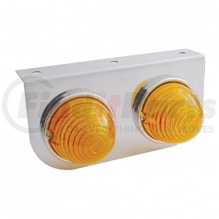 United Pacific 32342 Stainless Light Bracket w/ Two 17 LED Beehive Lights - Amber LED/Amber Lens