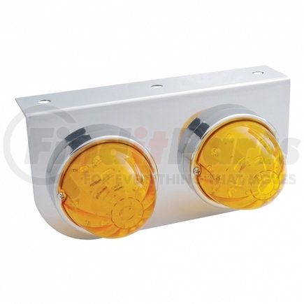 United Pacific 32322 Stainless Light Bracket w/ Two 17 LED Watermelon Lights - Amber LED/Amber Lens