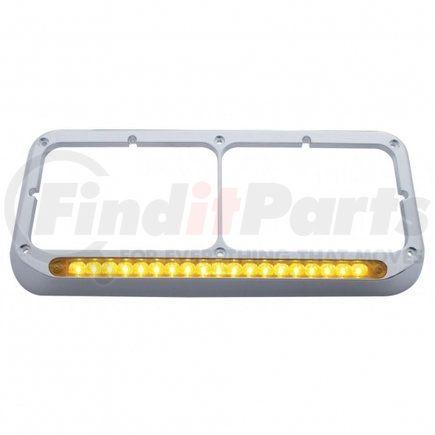 United Pacific 32358 19 LED Rectangular Dual Headlight Bezel - Amber LED/Amber Lens