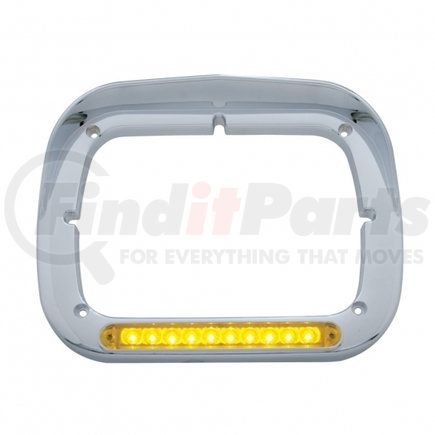 United Pacific 32370 10 LED Single Headlight Bezel w/ Visor - Amber LED/Amber Lens